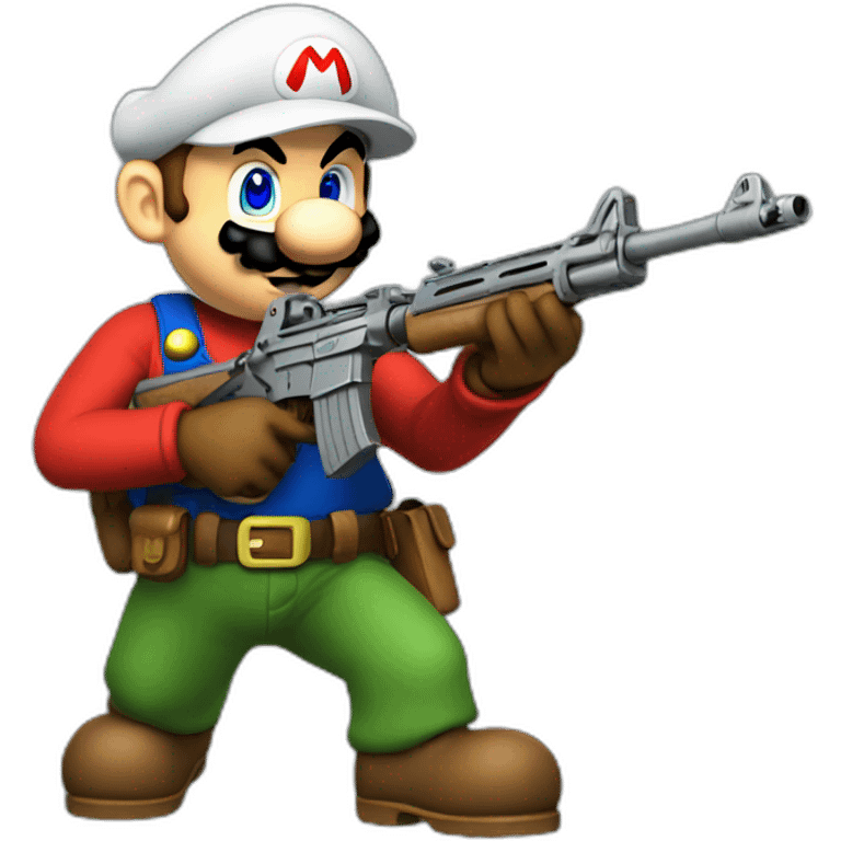 Mario with rifle strangule luigui emoji