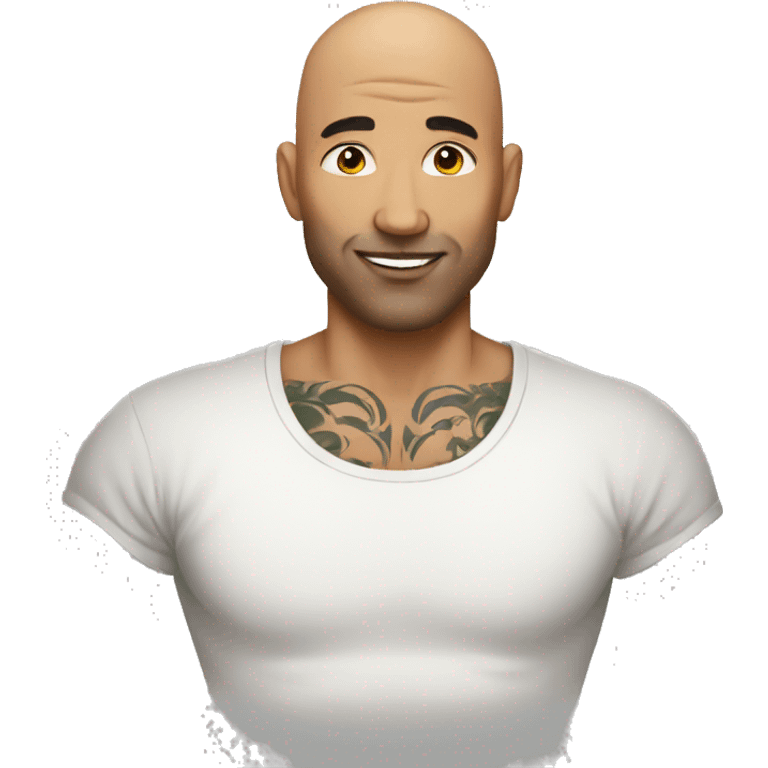 Bald man wearing tattoos emoji