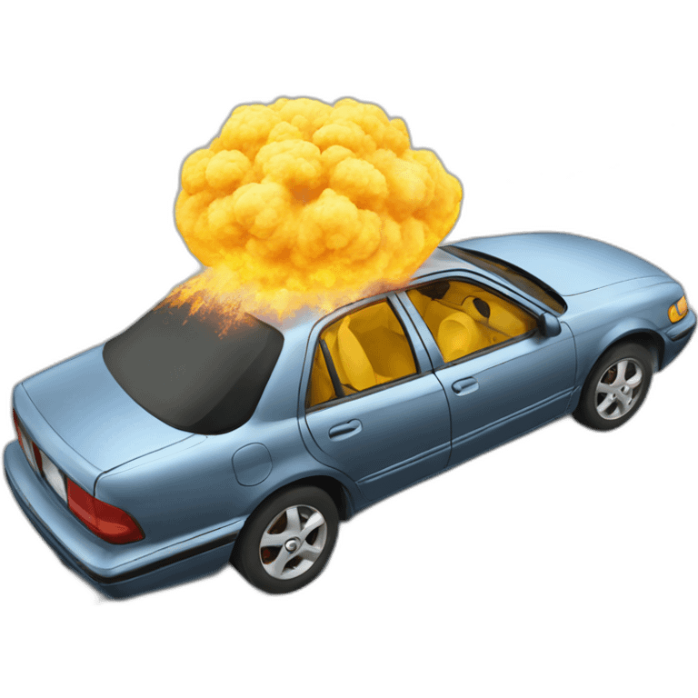 A car flying after an explotion emoji