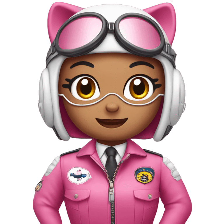 Hello Kitty as a pilot on a pink plane emoji