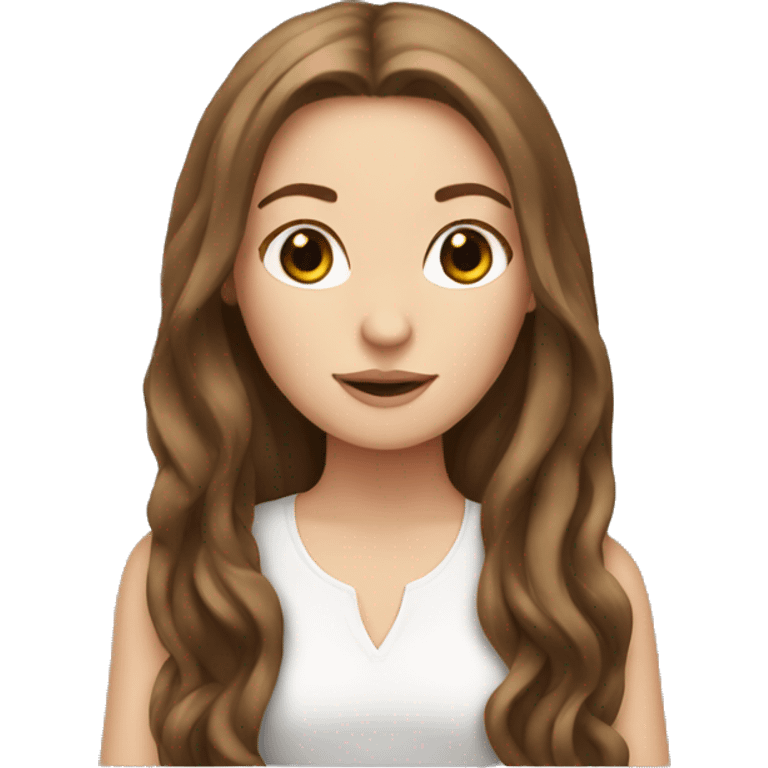 White girl with long brown hair emoji