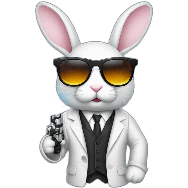 Rabbit with suit and sunglasses and  lightsaber light on completely emoji