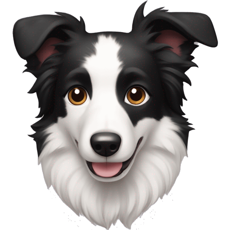 A cute Border Collie with black ears, only has black and white hair emoji