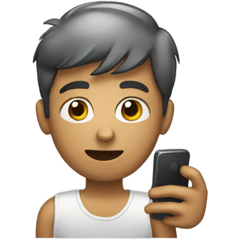 A boy with smartphone emoji