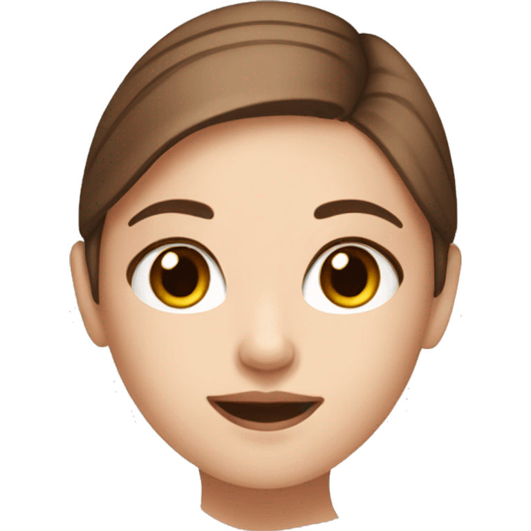 White girl with brown hair doing skincare emoji