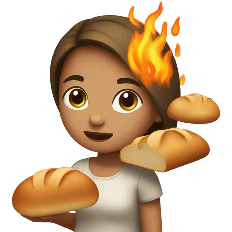 Girl with bread on fire  emoji