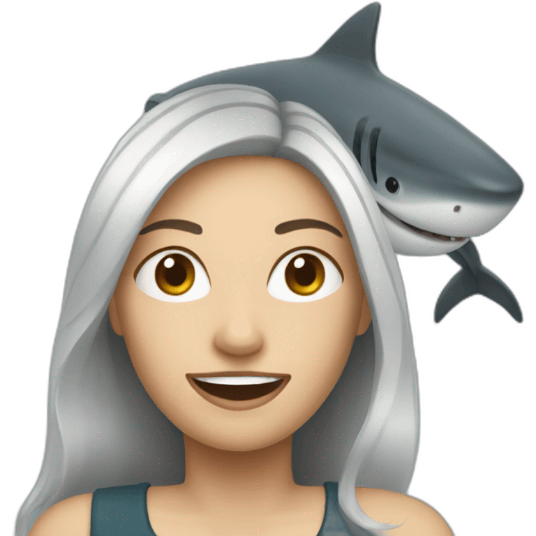 Woman with shark emoji