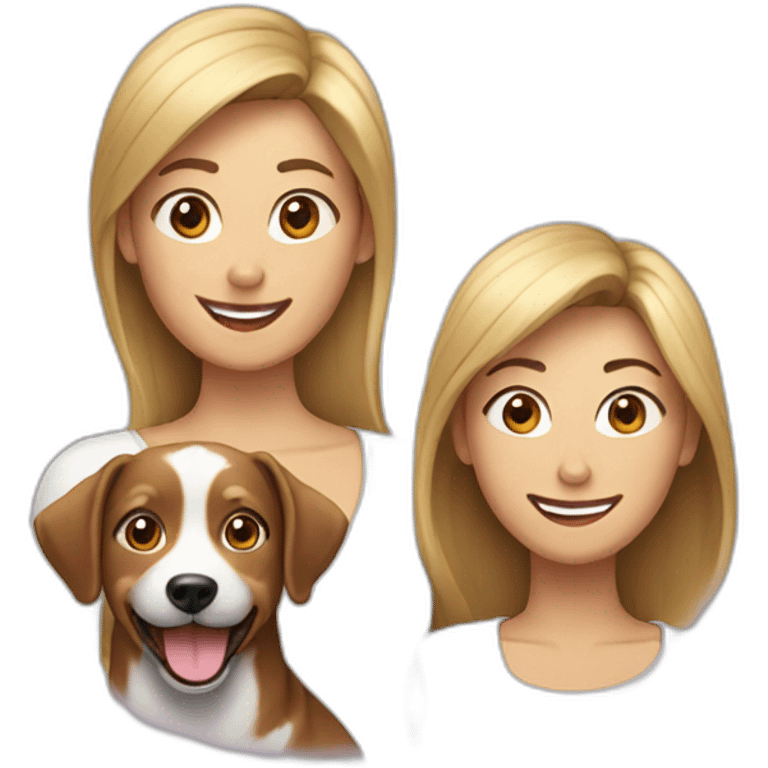 two women and one happy dog emoji