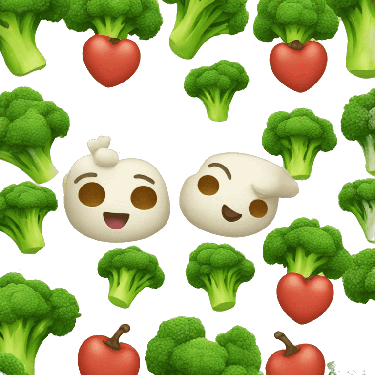 Brocoli and roasted chicken in love emoji