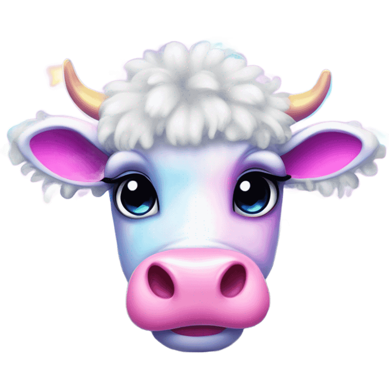 Lisa frank sparkly fluffy cow emoji