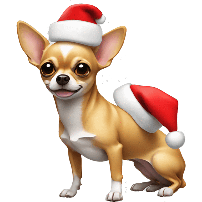 Chihuahua wearing a Santa hat emoji