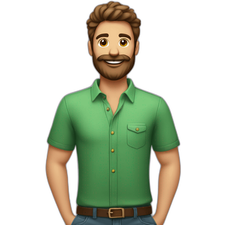 homem de barba e camisa verde e vermelha emoji