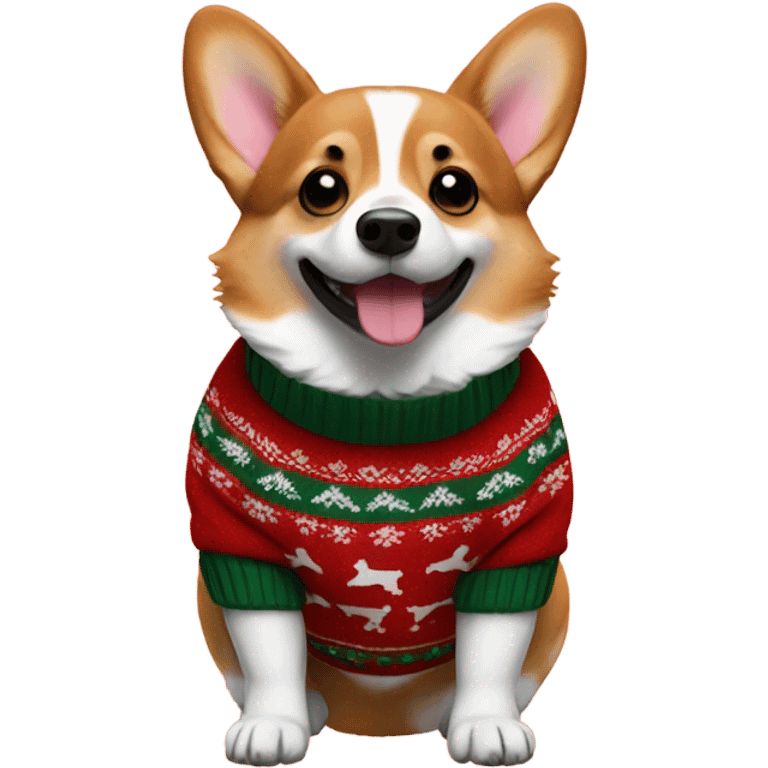 Corgi in Christmas sweater emoji