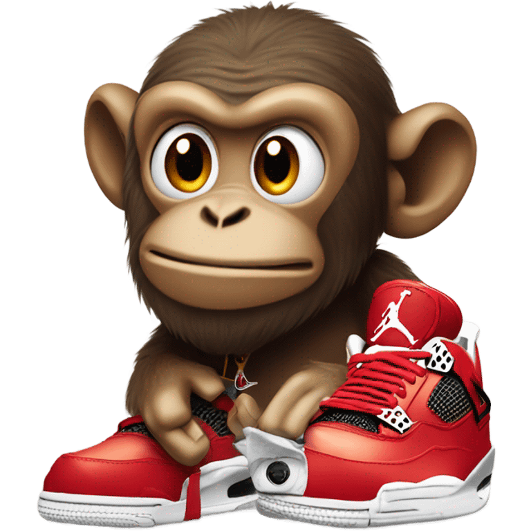 Monkey with a pair of air Jordan 4s emoji