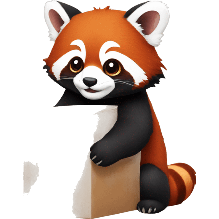 Red panda with a box in his hand emoji