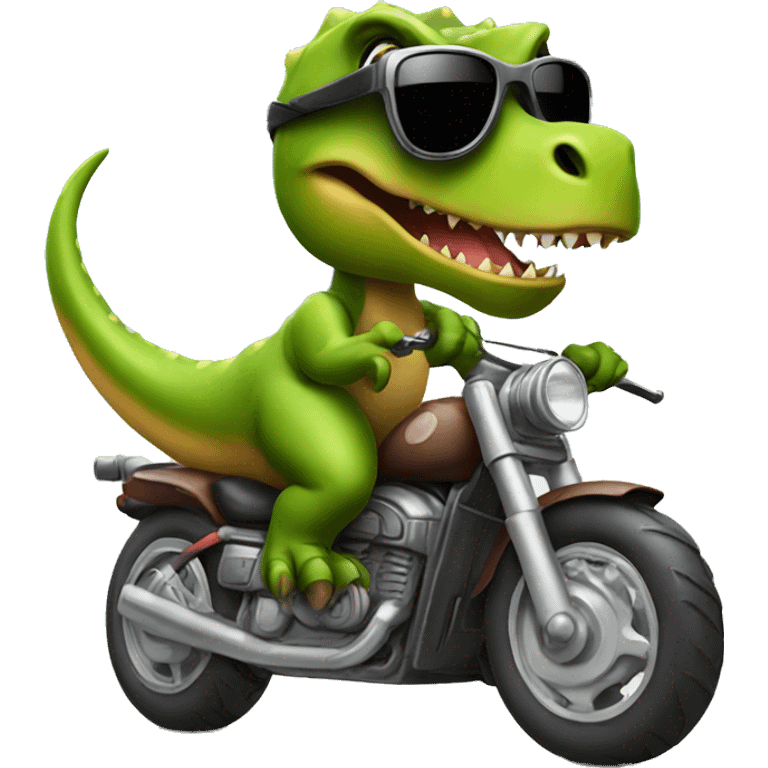 Dinosaur with sunglasses riding a motorcycle  emoji