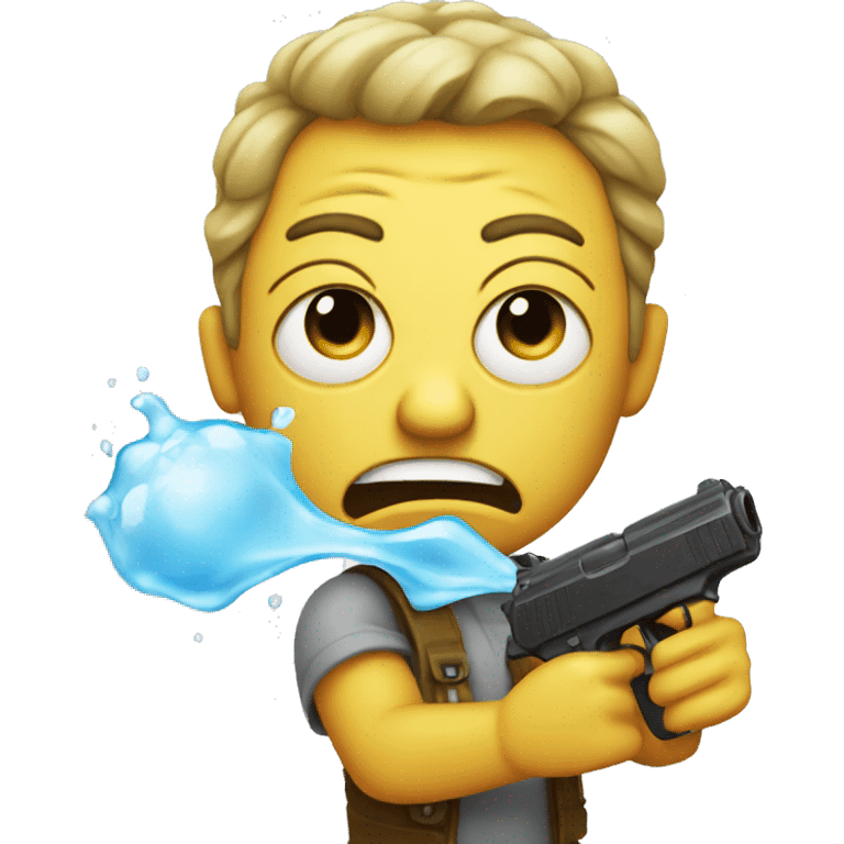 Angry emoji holding water pistol emoji