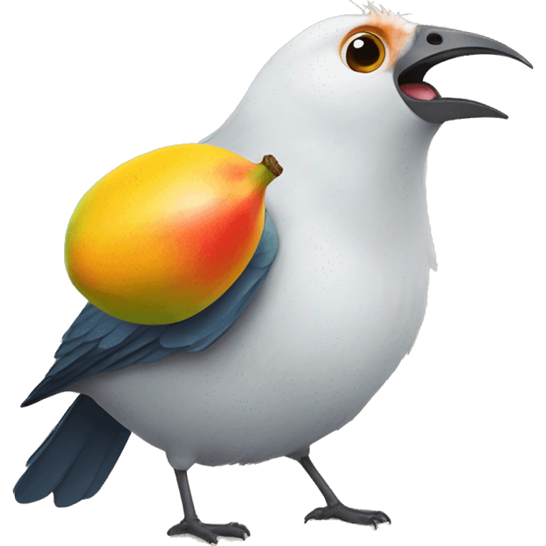 Bird mewing with mango  emoji