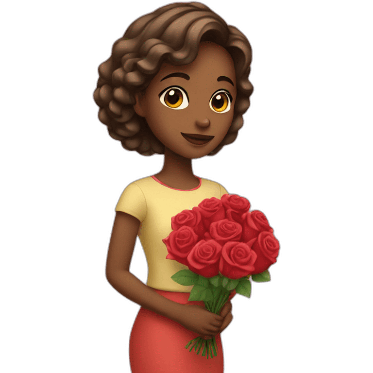 girl with a bouquet of roses emoji