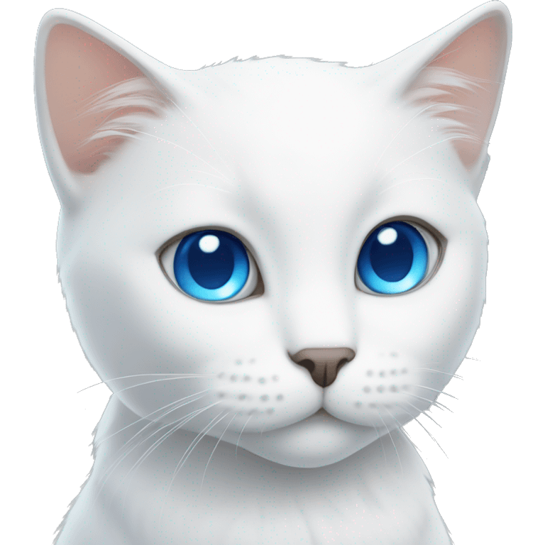 Cute white cat with blue eyes and long white coat  emoji