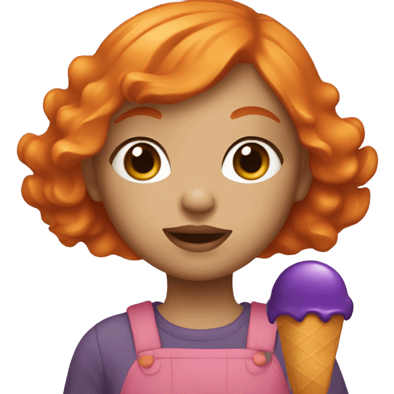 A girl with orange hair holding a purple popsicle  emoji