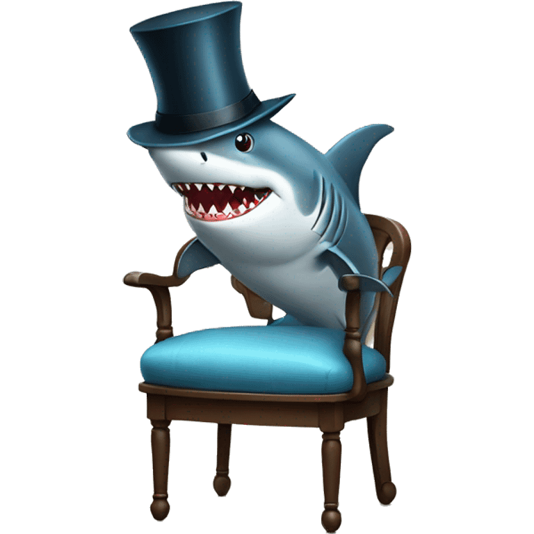 Shark with a top hat sitting on a chair  emoji