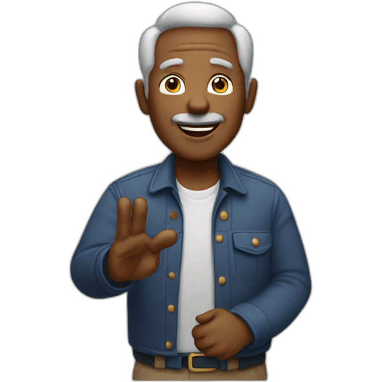 bold 55 years old man saying hi emoji