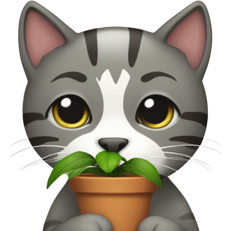 Cat with plant in mouth emoji