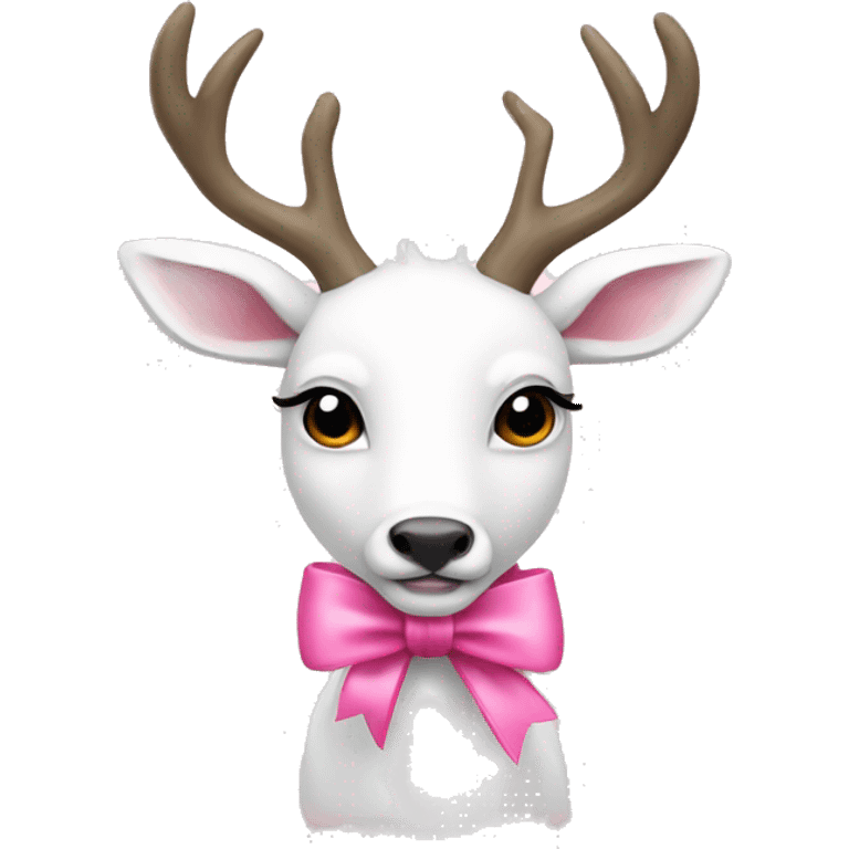 white deer with pink bow emoji