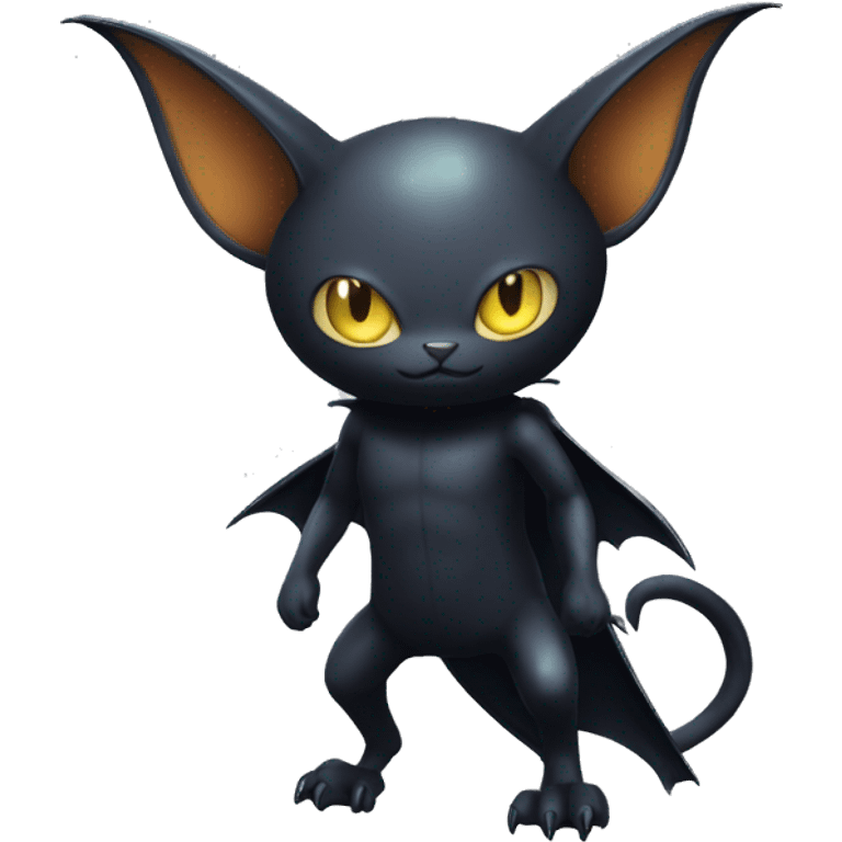 Shiny Dark-type-Poison-type-Fakémon-Bat-Cat full body emoji