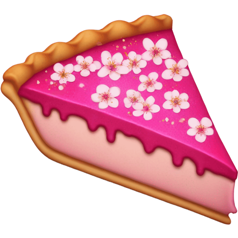 Hot pink pie with cherry blossoms and glitter  emoji