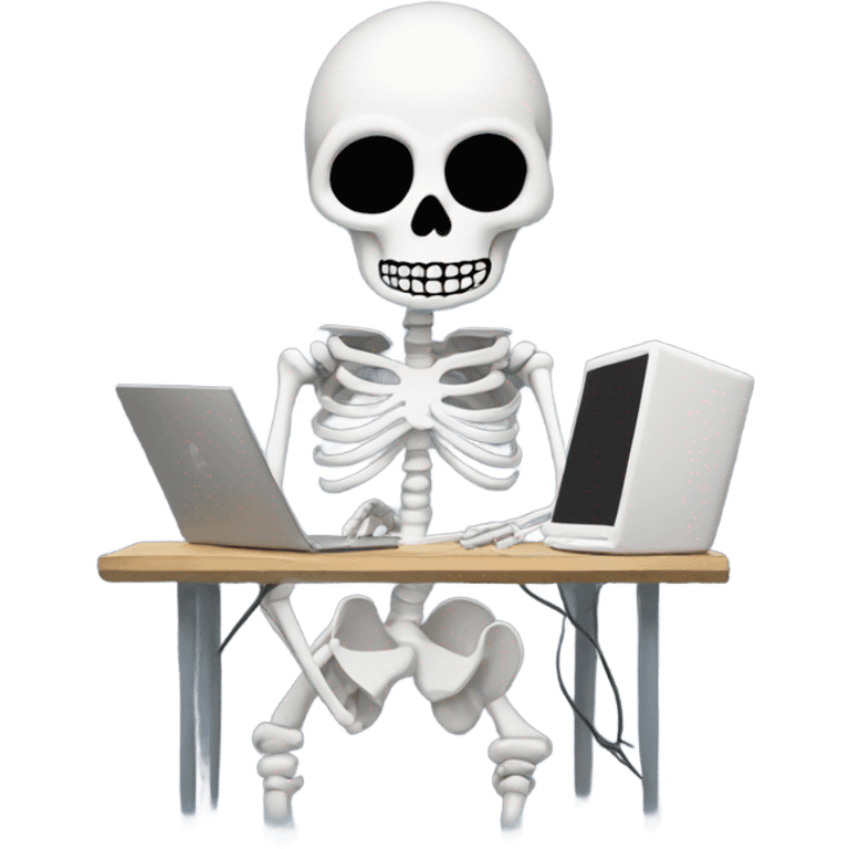 Skeleton on computer emoji