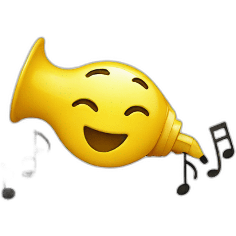 smiley whistles music notes emoji