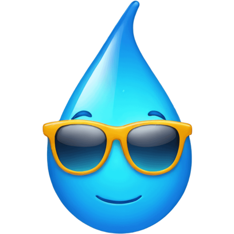 blue raindrop with sunglass emoji