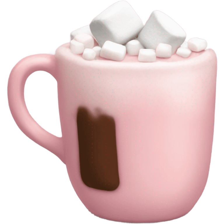 Light Pink mug of hot chocolate with marshmallows  emoji