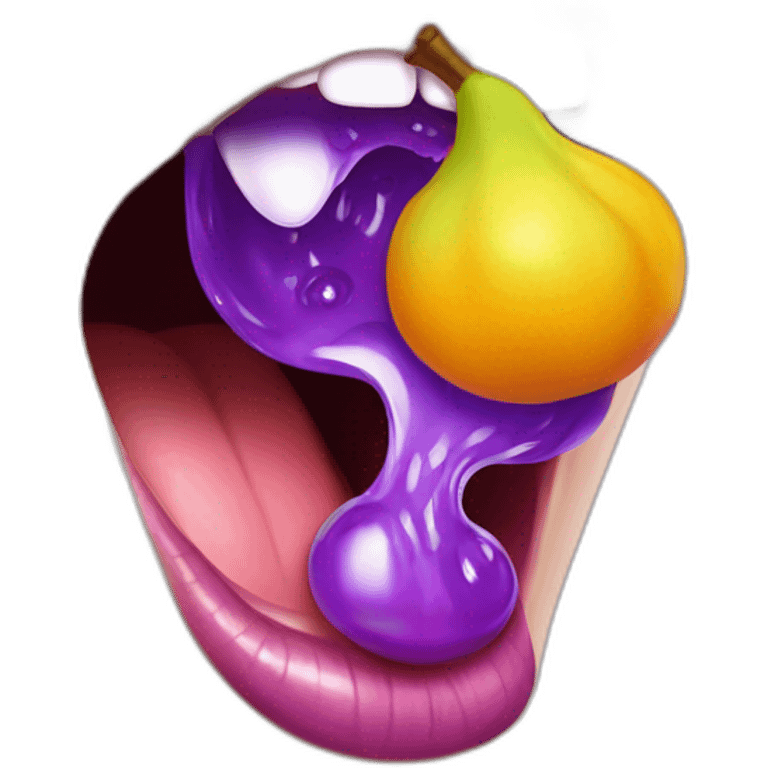 purple fruit tongue out sweating gym woman emoji