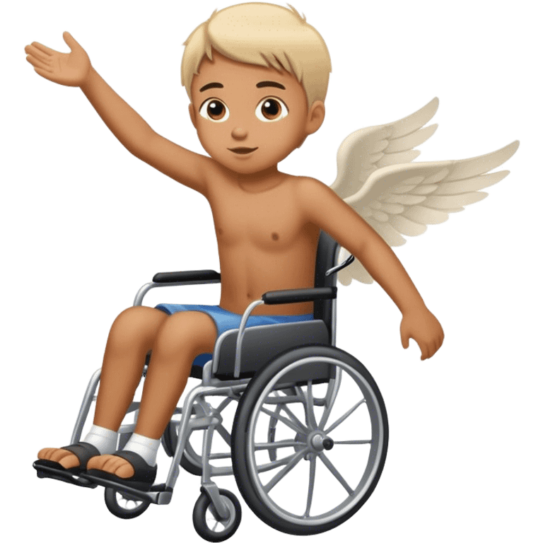 Kid in a wheelchair flying emoji