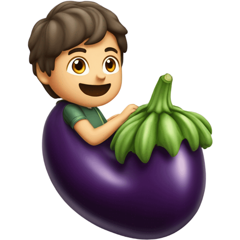 Boy riding eggplant emoji