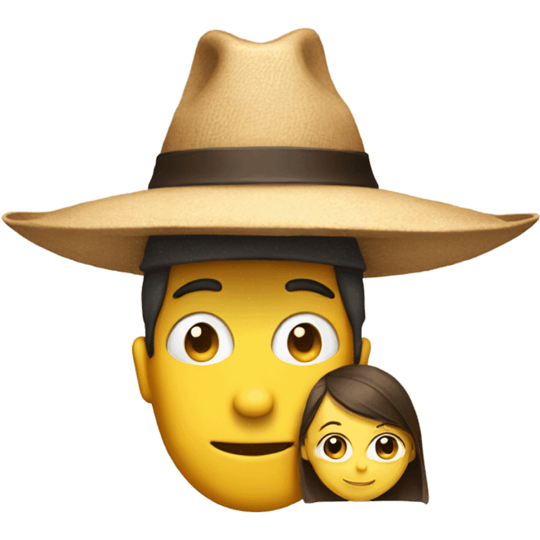 Giant hat next to small person emoji