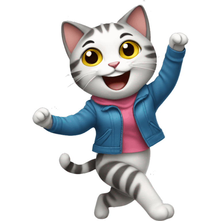 happy girl cat dancing emoji