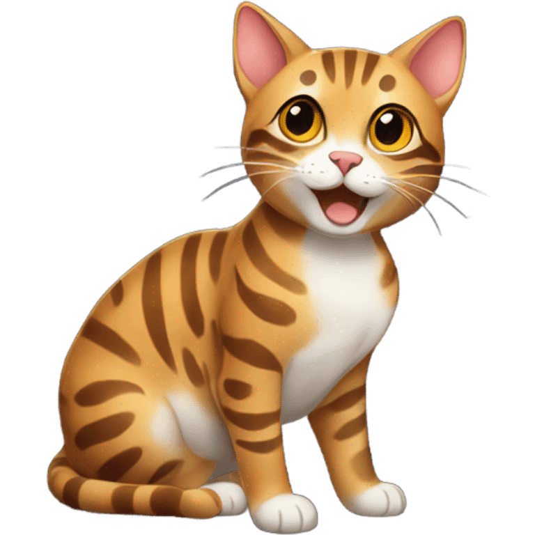 Smiling bengal cat with fireworks  emoji