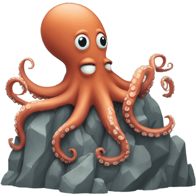 Octopus hiking up a mountain emoji