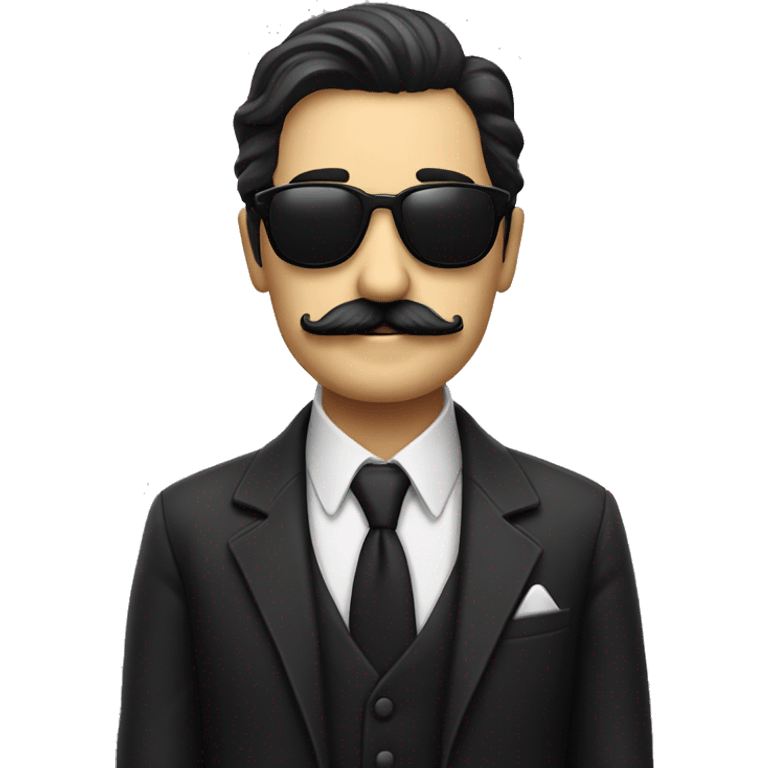 solo dark haired sunglasses mustachioed gentleman in monochrome emoji