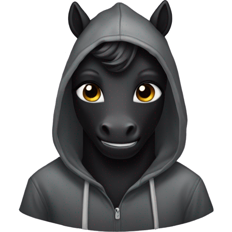 Black Unicorn wearing a hoodie  emoji