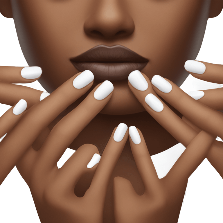 Brown nail polish on white fingers emoji