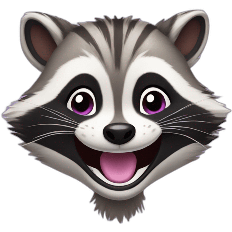 Cute violet raccoon is laughing emoji