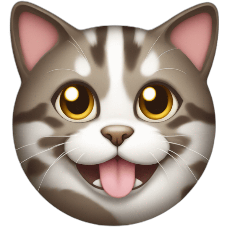 Dark brown and white Tabby Cat playing with a ball emoji