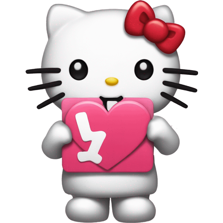 hello kitty with a sign that says i love you emoji