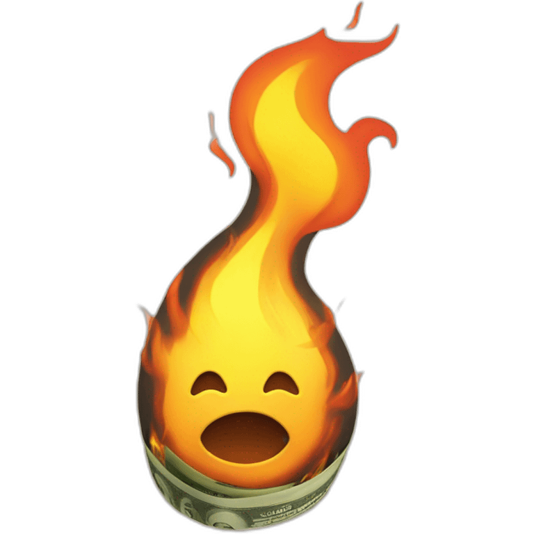 Money burning on fire emoji