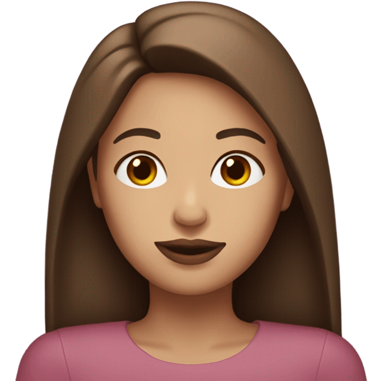 Woman with pink lips and straight brown hair white  emoji